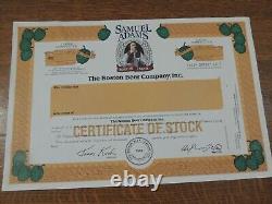 1995 Boston Beer Co. Samuel Adams Specimen Stock Certificate