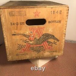 Anheuser Busch Wood Beer Crate Budweiser Vintage Antique 1942 Nice