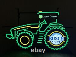 Big John Deere Busch Light Farm Tractor Strip 3D LED Beer Bar Neon Sign Dimmer