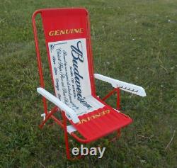 Budweiser Genuine King of Beers VTG Canvas Folding Beach Chair Collectible EUC