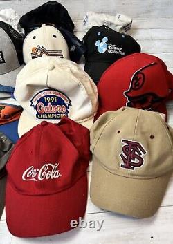 Lot of 25 Vintage Baseball Hats Sports Beer Trucker Florida Disney Electric Caps