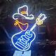 Miller Lite Beer Cowboy Guitar 17x14 Neon Lamp Light Sign Bar Wall Decor
