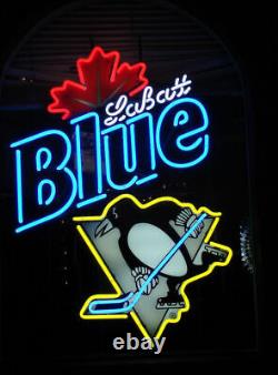 New Labatt Blue Light Pittsburgh Penguins Neon Sign 24x20 Beer Lamp Man Cave