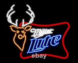 New Miller Lite Deer High Life 20x16 Neon Light Sign Lamp Bar Beer Decor