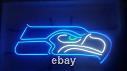 New Seattle Seahawks Logo Neon Light Sign 20x16 Beer Cave Gift Lamp