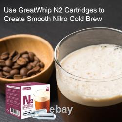 Nitrogen N2 Cartridges 2g GreatWhip for Cold Brew Coffee Beer Nonthreaded 10-pk