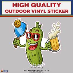 Pickleball Player with Beer, High Quality Vinyl Sticker Decals