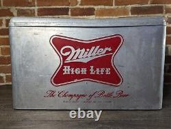Vintage 1950's Miller High Life Aluminum Cooler Cronstroms Beer Ice Chest