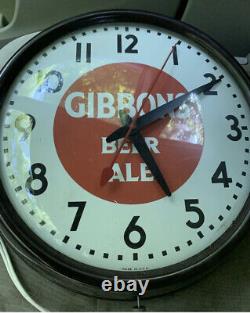 Vintage/Antique 1940s Gibbons Beer Ale Wall Clock Works