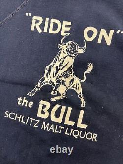 Vintage Schlitz Beer Sweatshirt Bull Single Stitch Short sleeve Velva Sheen RARE