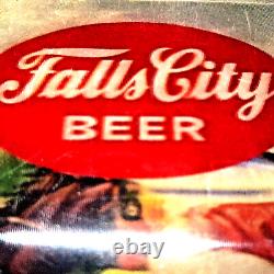 Vtg Rare Falls City Beer 14x11 Vari Vue Lenticular Advertisement Nos